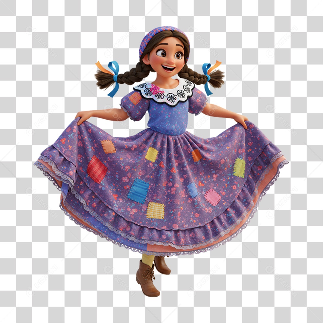 Personagem Mulher com Roupa de Festa Junina PNG Transparente