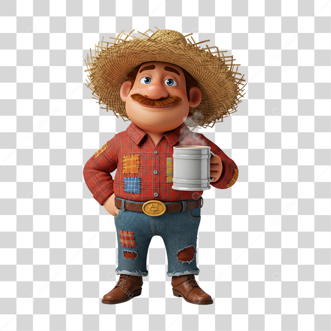 Personagem Homem com Roupa de Festa Junina PNG Transparente