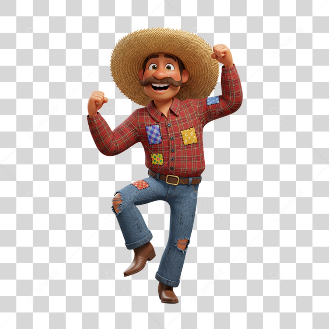 Personagem Homem com Roupa de Festa Junina PNG Transparente