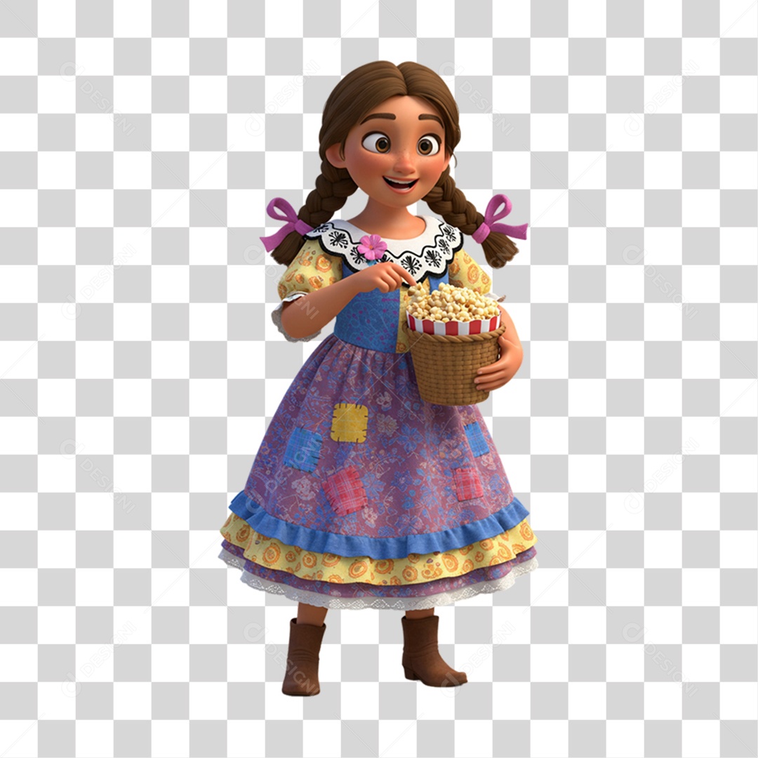 Personagem Mulher com Roupa de Festa Junina PNG Transparente