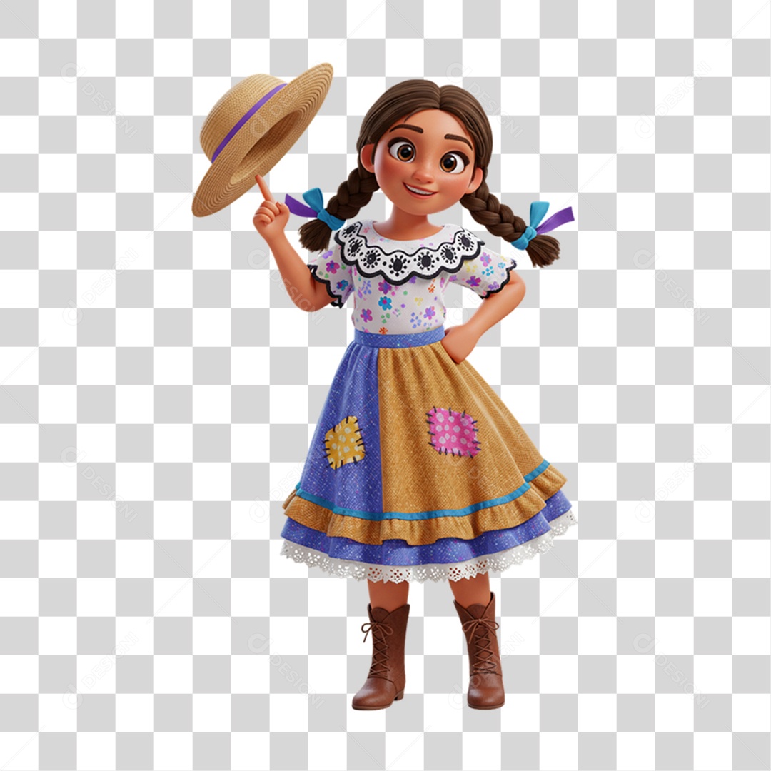 Personagem Mulher com Roupa de Festa Junina PNG Transparente