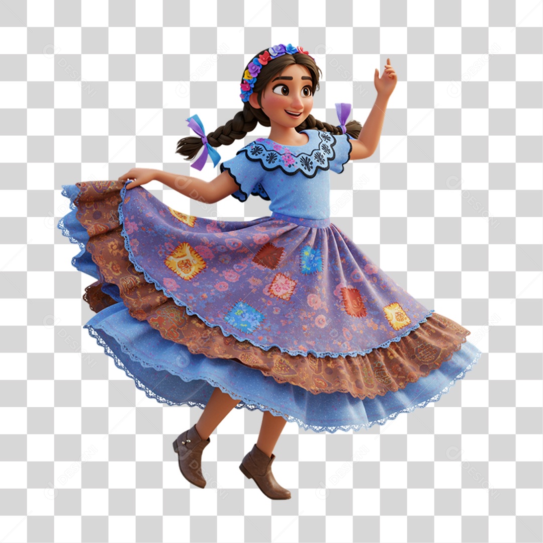 Personagem Mulher com Roupa de Festa Junina PNG Transparente
