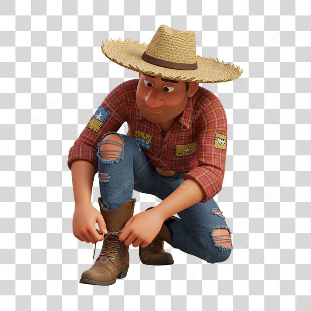 Personagem Homem com Roupa de Festa Junina PNG Transparente
