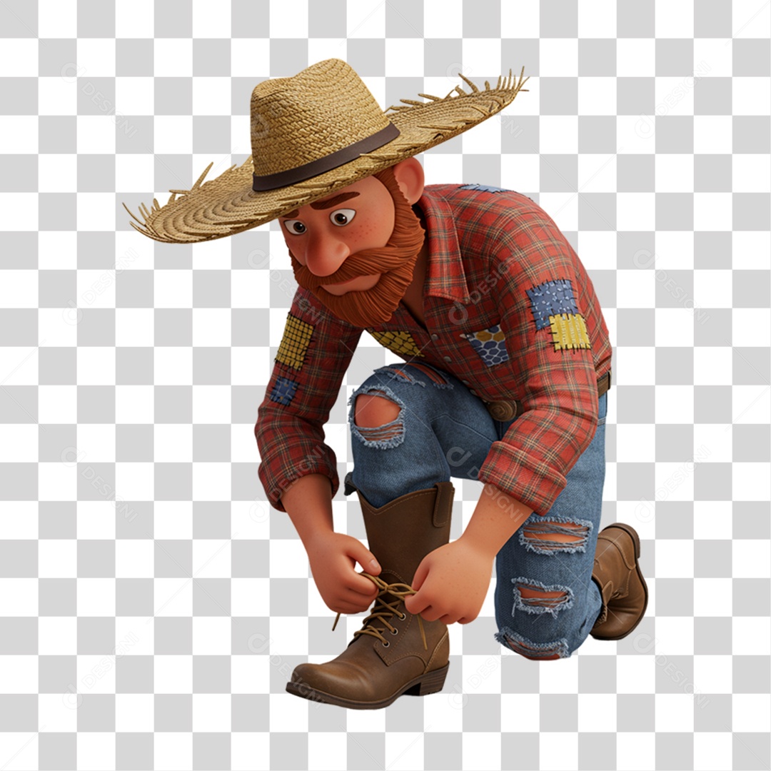 Personagem Homem com Roupa de Festa Junina PNG Transparente