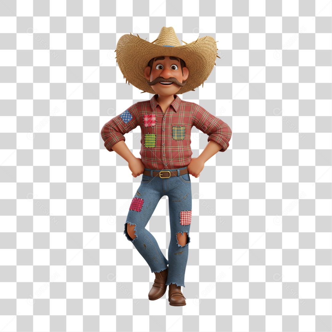 Personagem Homem com Roupa de Festa Junina PNG Transparente