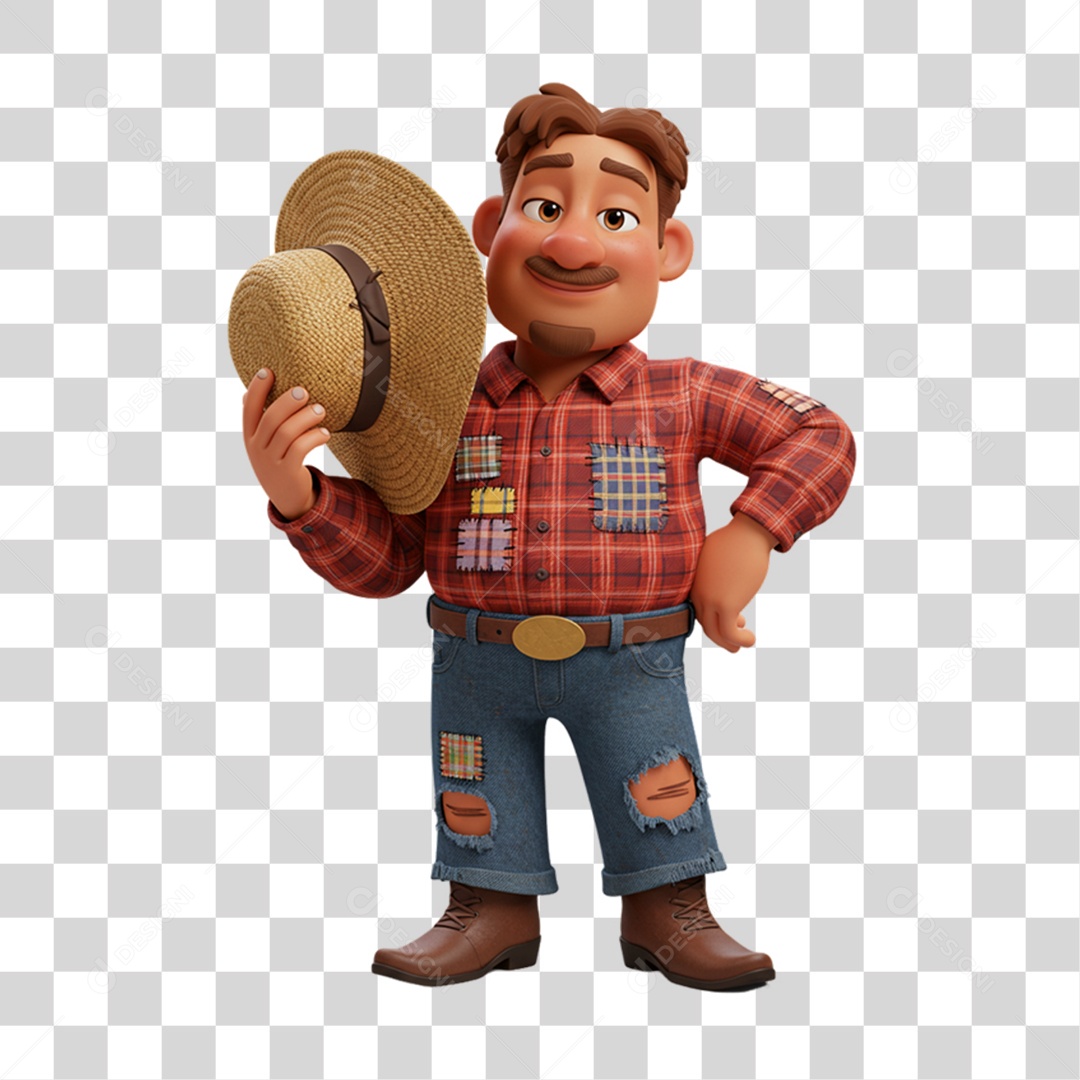 Personagem Homem com Roupa de Festa Junina PNG Transparente