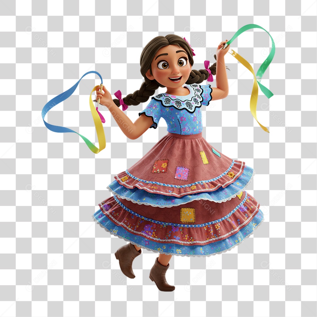 Personagem Mulher com Roupa de Festa Junina PNG Transparente
