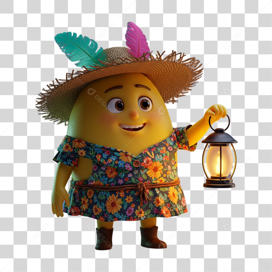 Mascote Fruta Pera Festa Junina PNG Transparente