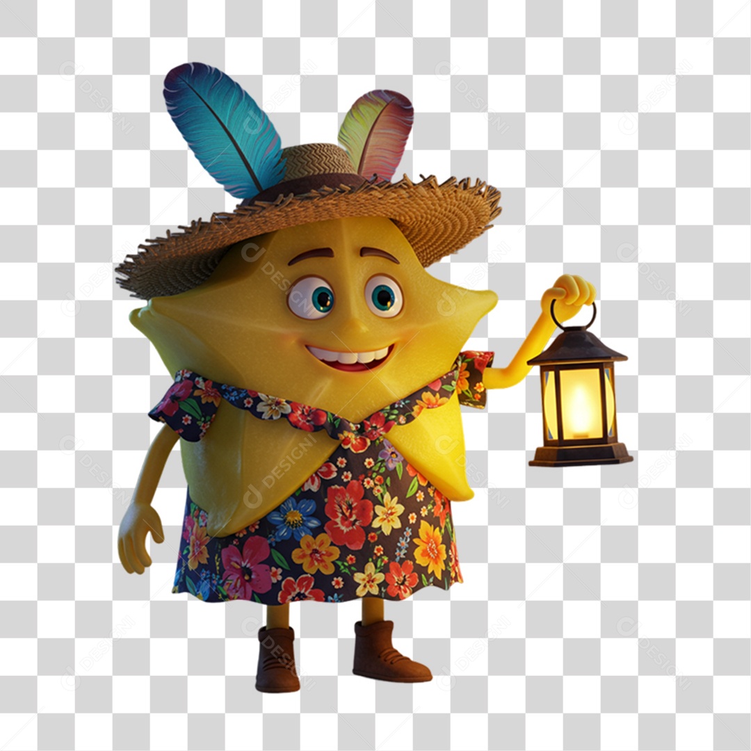 Mascote Estrela Festa Junina PNG Transparente