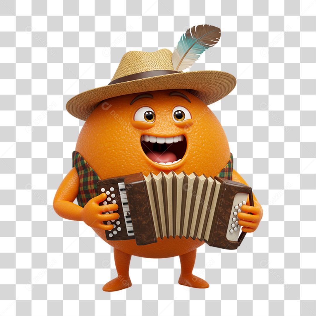 Mascote Fruta Laranja Festa Junina PNG Transparente