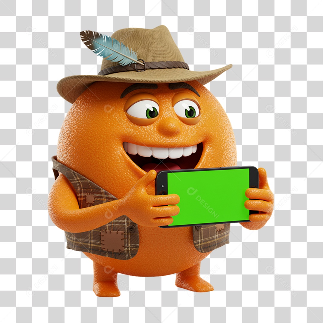 Mascote Fruta Laranja Festa Junina PNG Transparente