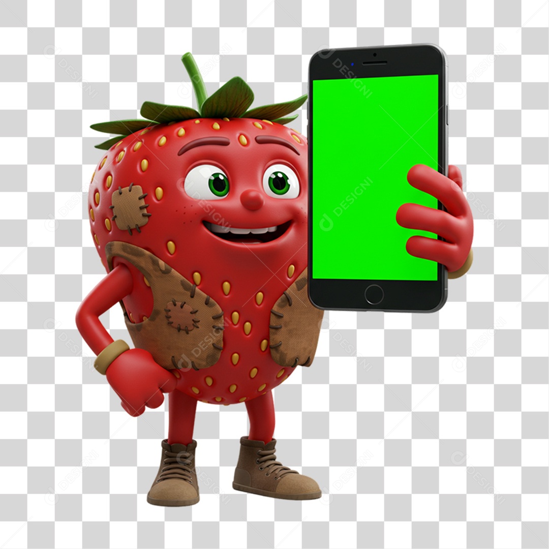 Mascote Fruta Morango Festa Junina PNG Transparente