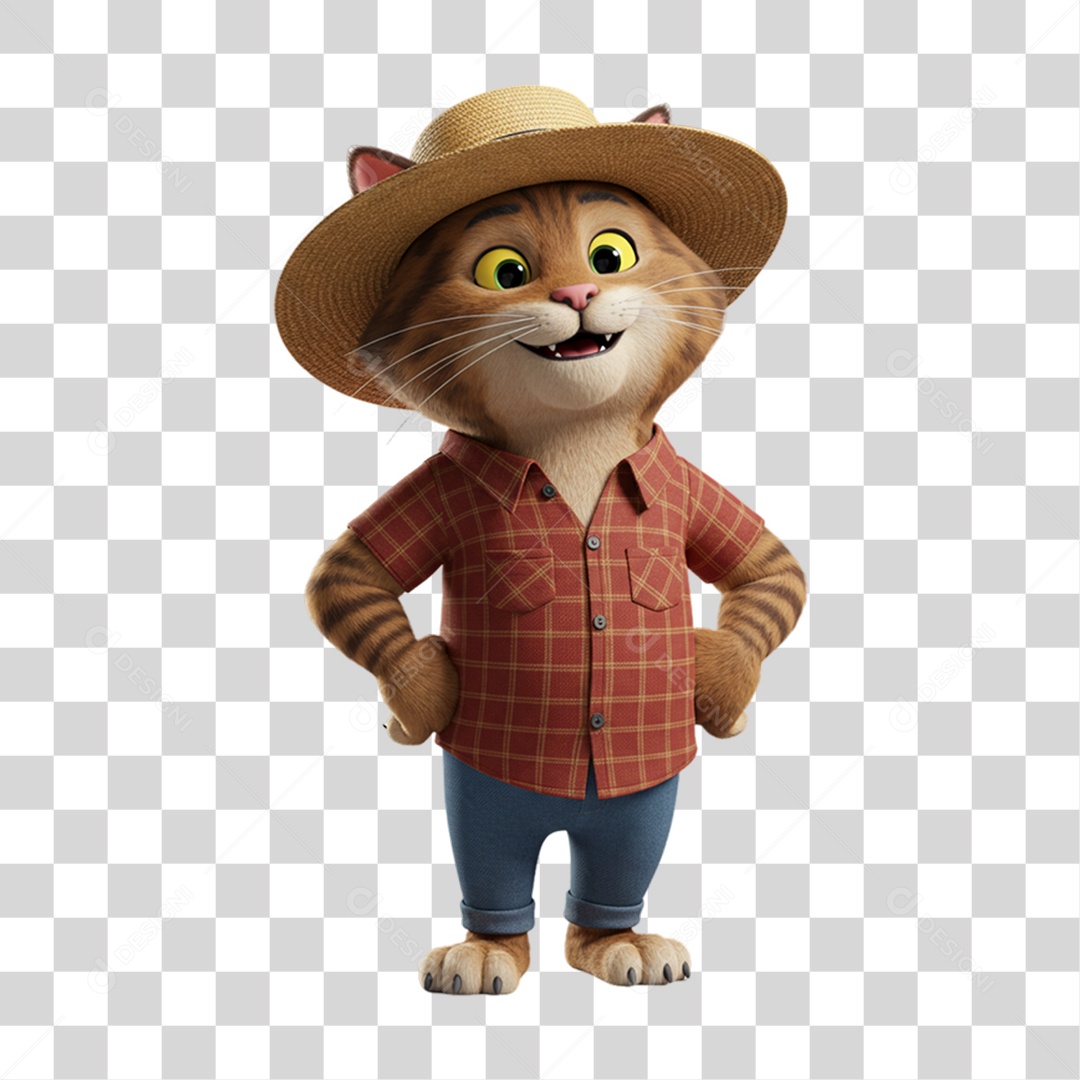 Mascote Gato Festa Junina PNG Transparente