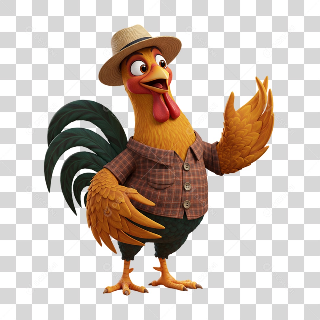 Mascote Galo Festa Junina PNG Transparente