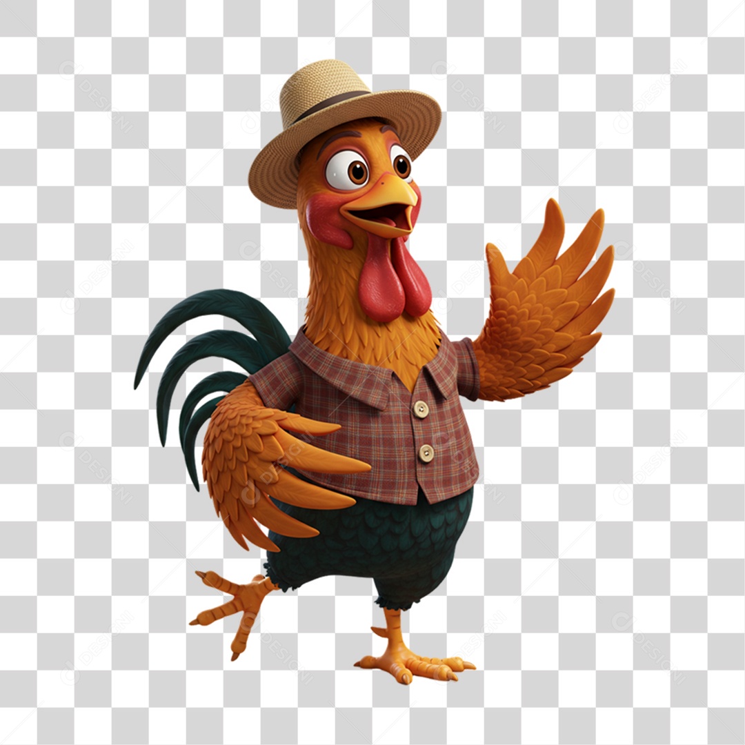 Mascote Galo Festa Junina PNG Transparente