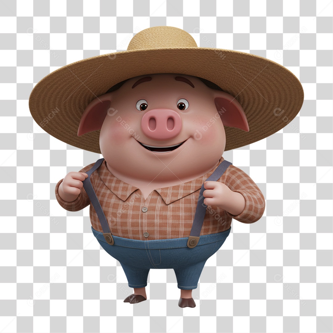 Mascote Porco Festa Junina PNG Transparente