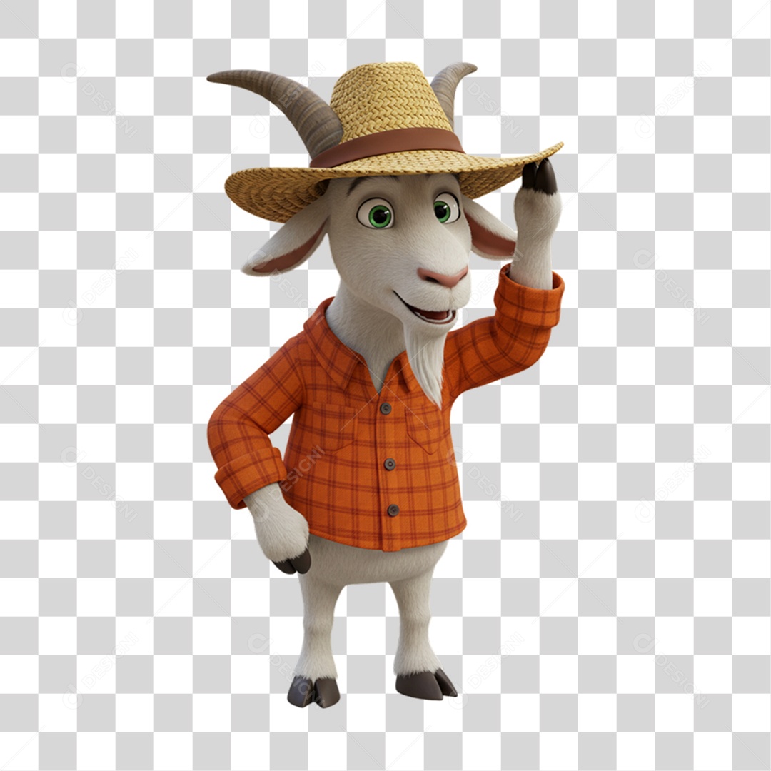 Mascote Bode Festa Junina PNG Transparente