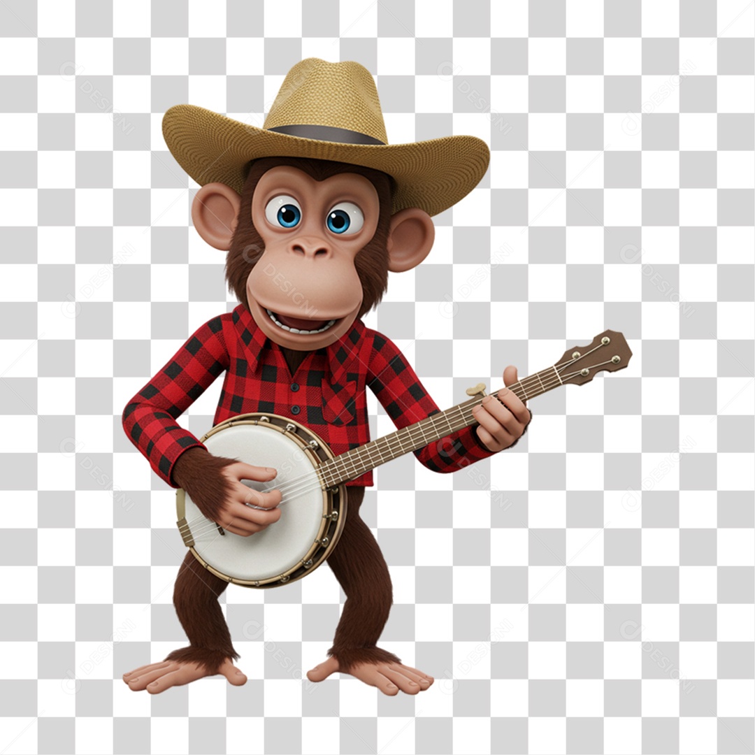 Mascote Macaco Festa Junina PNG Transparente