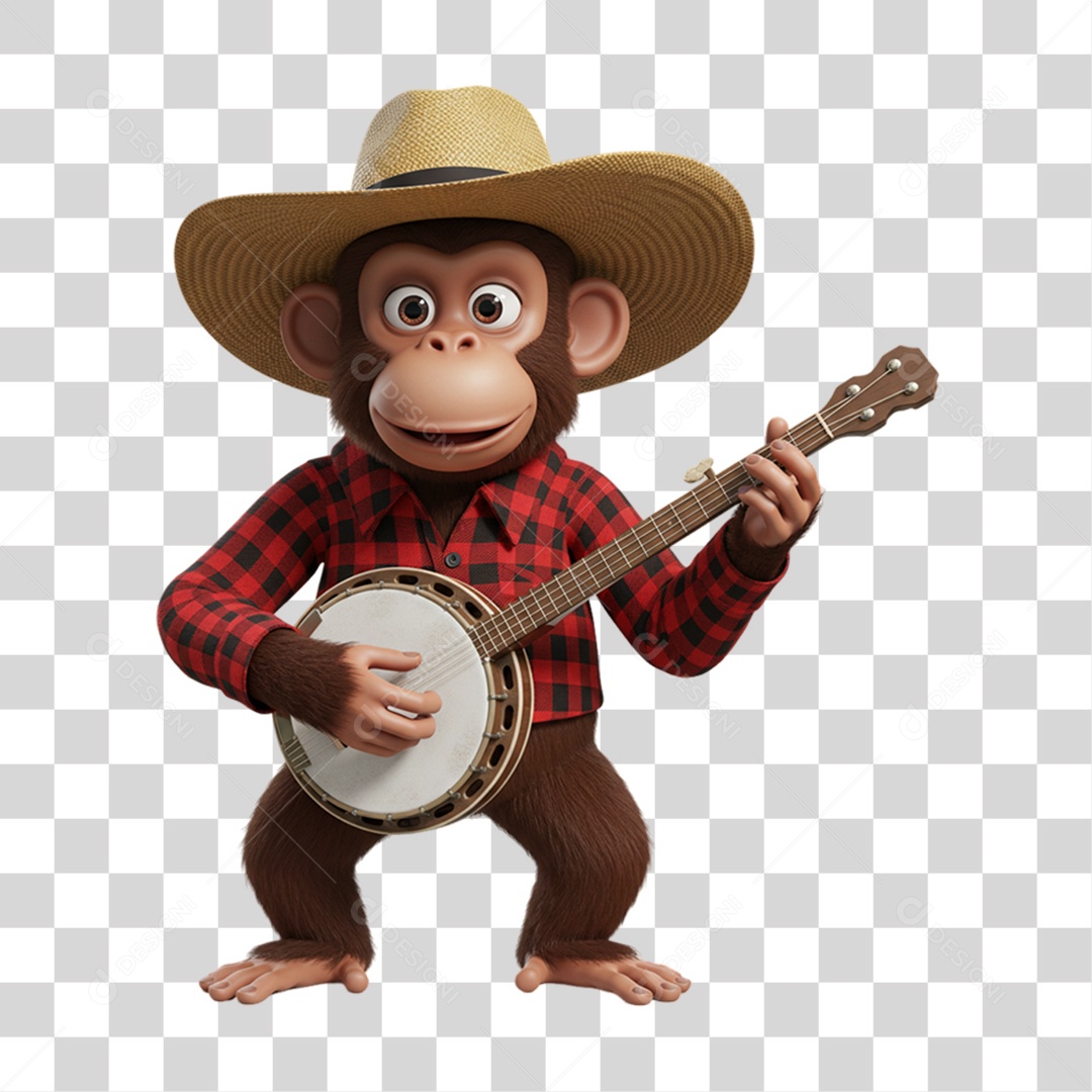 Mascote Macaco Festa Junina PNG Transparente