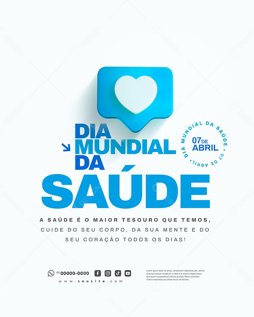 Dia Mundial da Saúde 07 de Abril Social Media PSD Editável