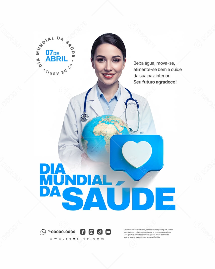 Dia Mundial da Saúde 07 de Abril Social Media PSD Editável