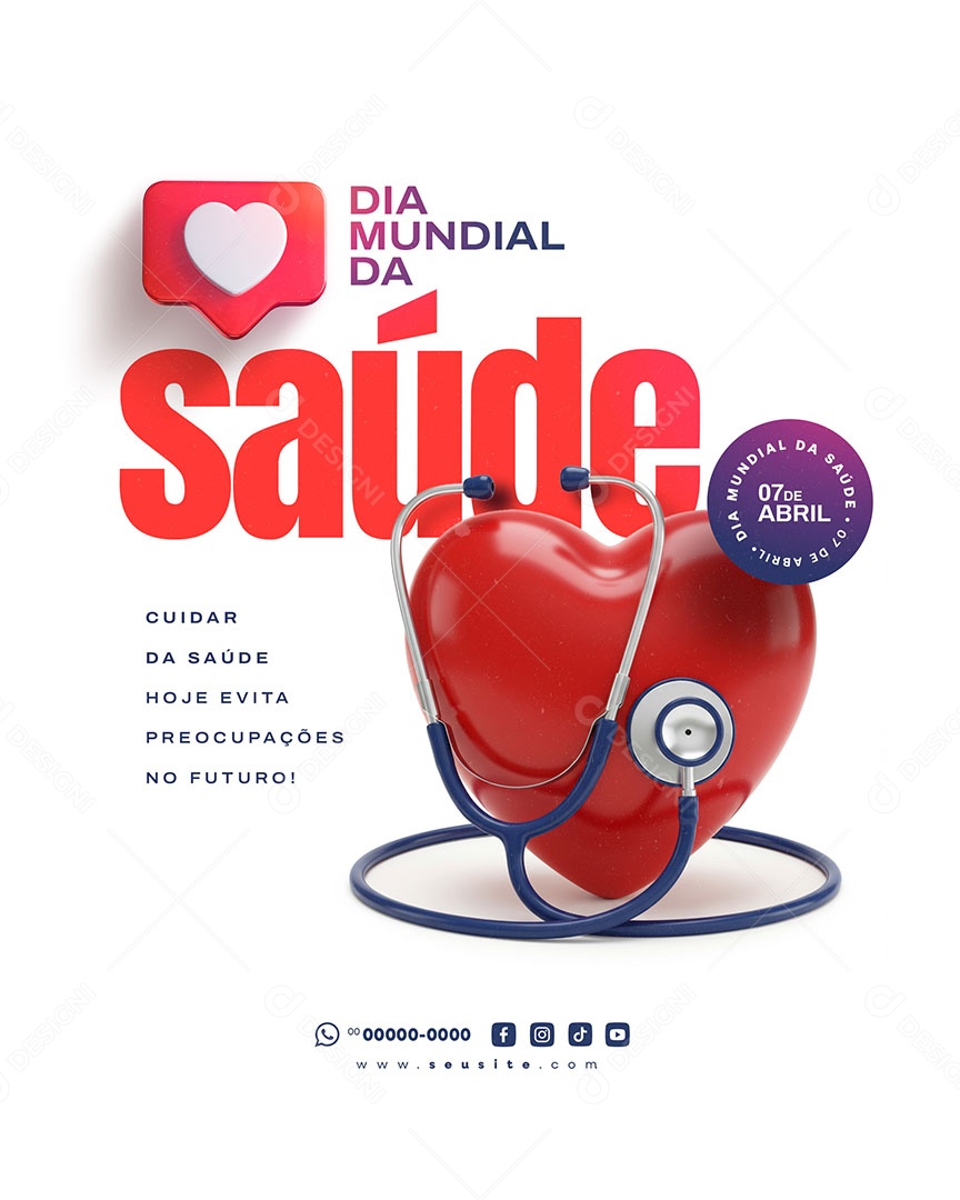 Dia Mundial da Saúde 07 de Abril Social Media PSD Editável