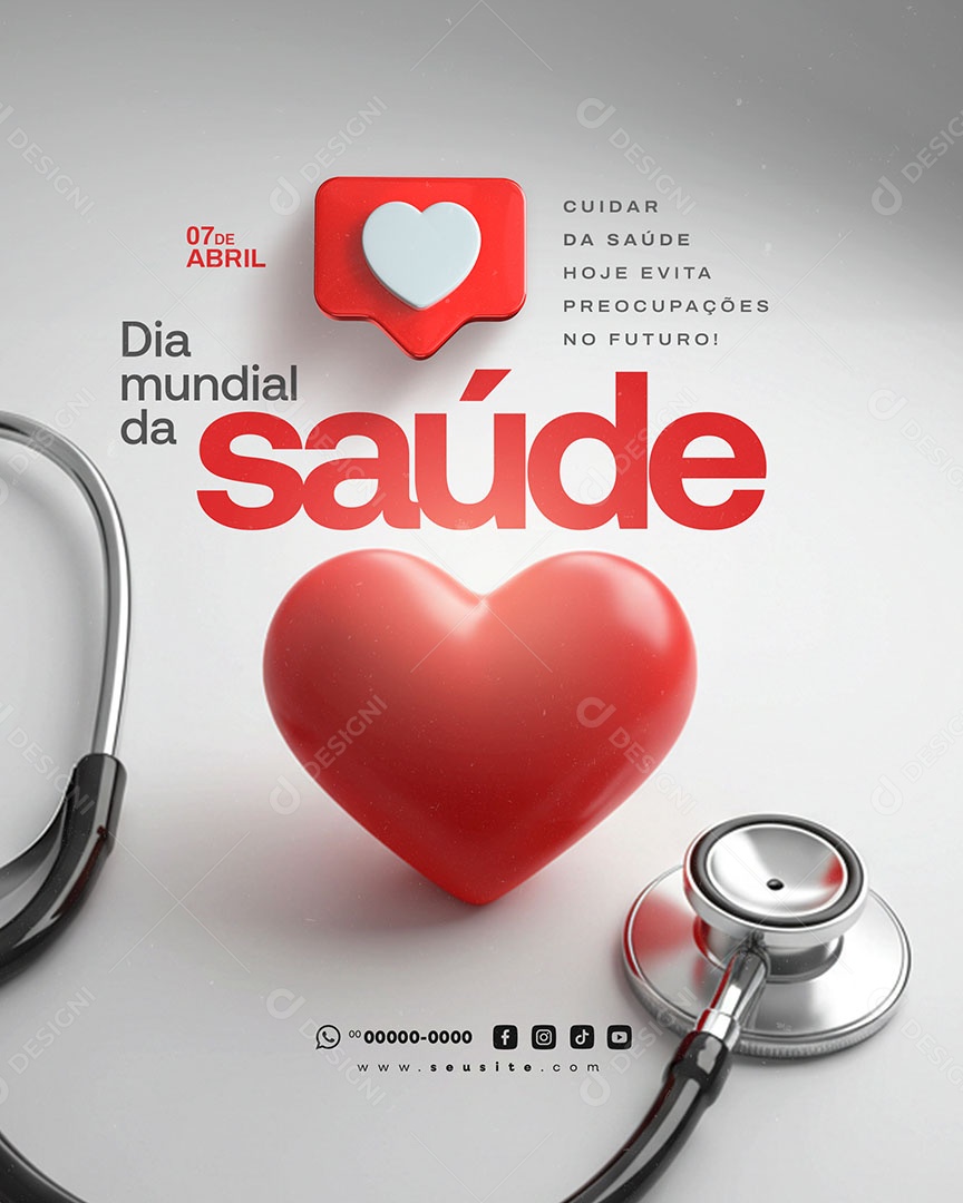 Dia Mundial da Saúde 07 de Abril Social Media PSD Editável