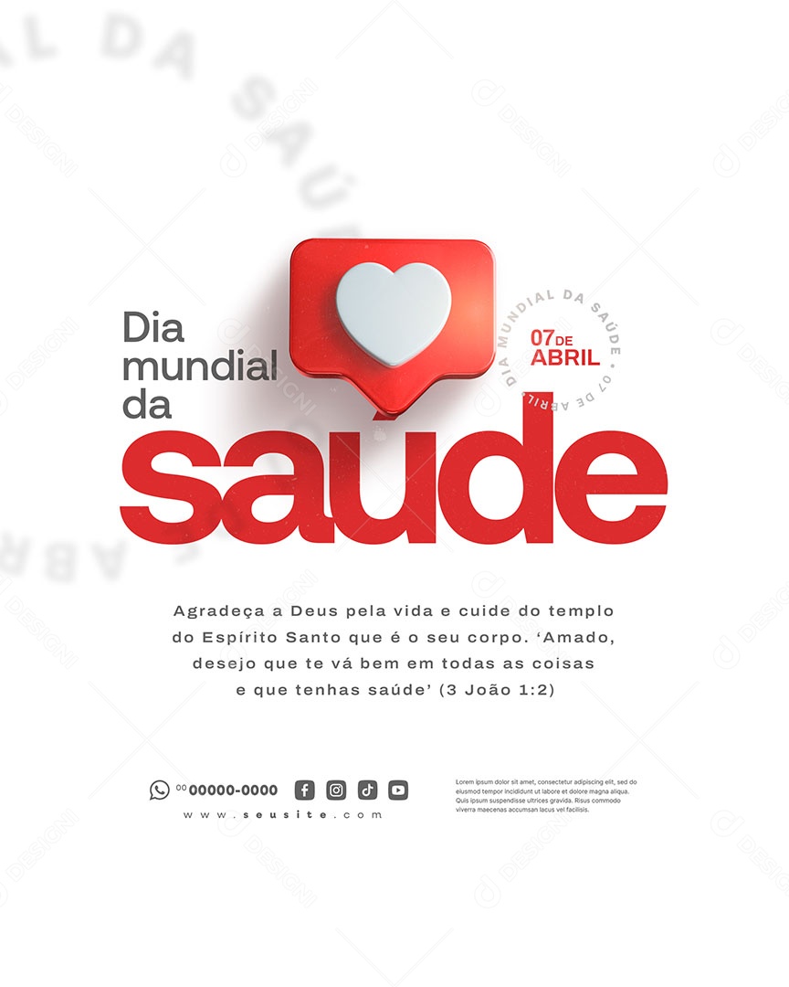 Dia Mundial da Saúde 07 de Abril Social Media PSD Editável