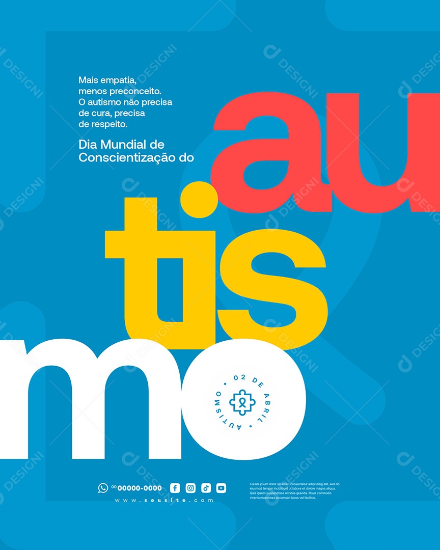 Dia de Conscientização do Autismo 02 de Abril Aceitar Social Media PSD Editável