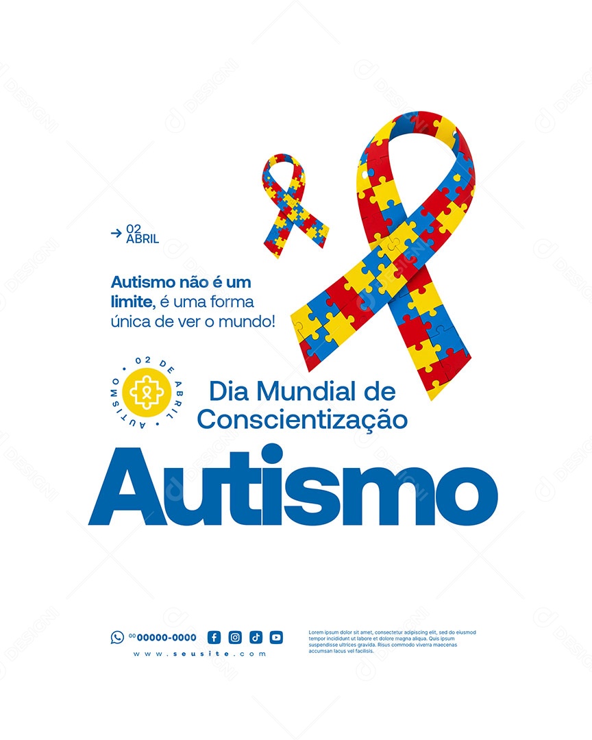 Dia de Conscientização do Autismo 02 de Abril Aceitar Social Media PSD Editável