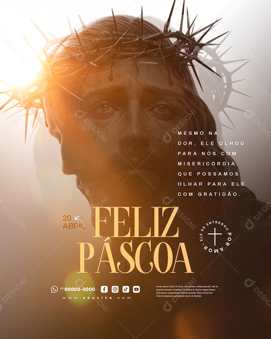 Feliz Páscoa 20 de Abril Social Media PSD Editável