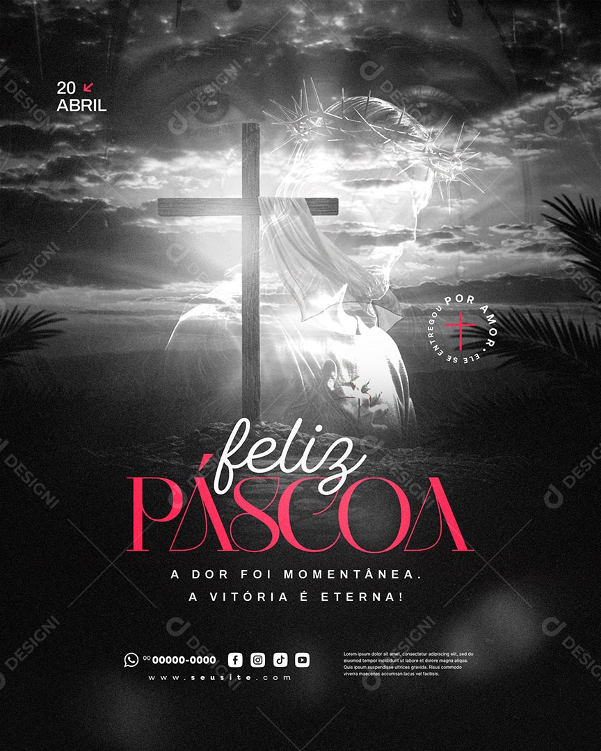 Feliz Páscoa 20 de Abril Social Media PSD Editável