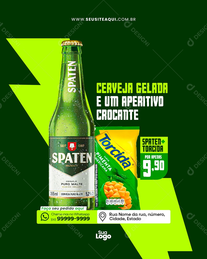 Flyer Distribuidora Cerveja Gelada Social Media PSD Editável
