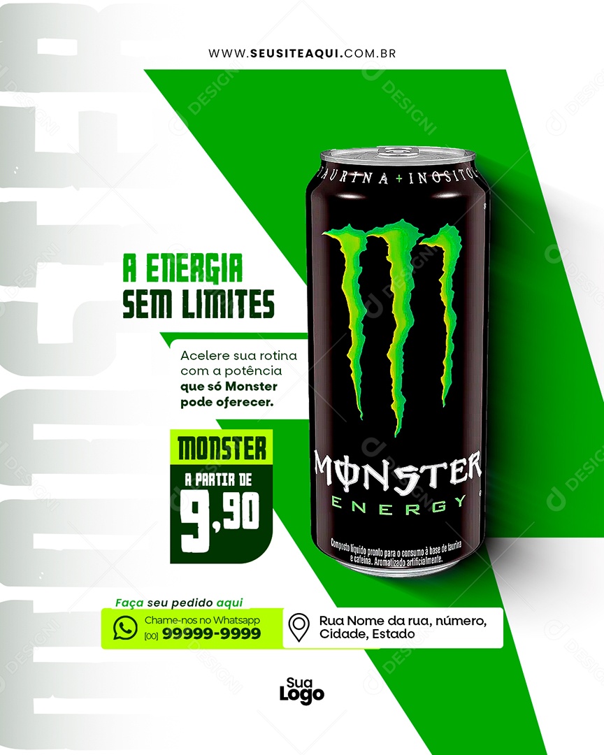 Flyer Energético A Energia Sem Limites Social Media PSD Editável