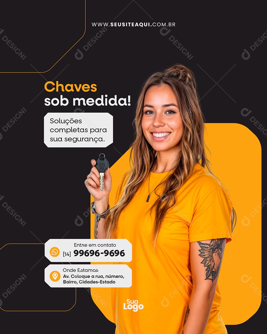 Flyer Chaveiro Chaves Sob Medida Social Media PSD Editável