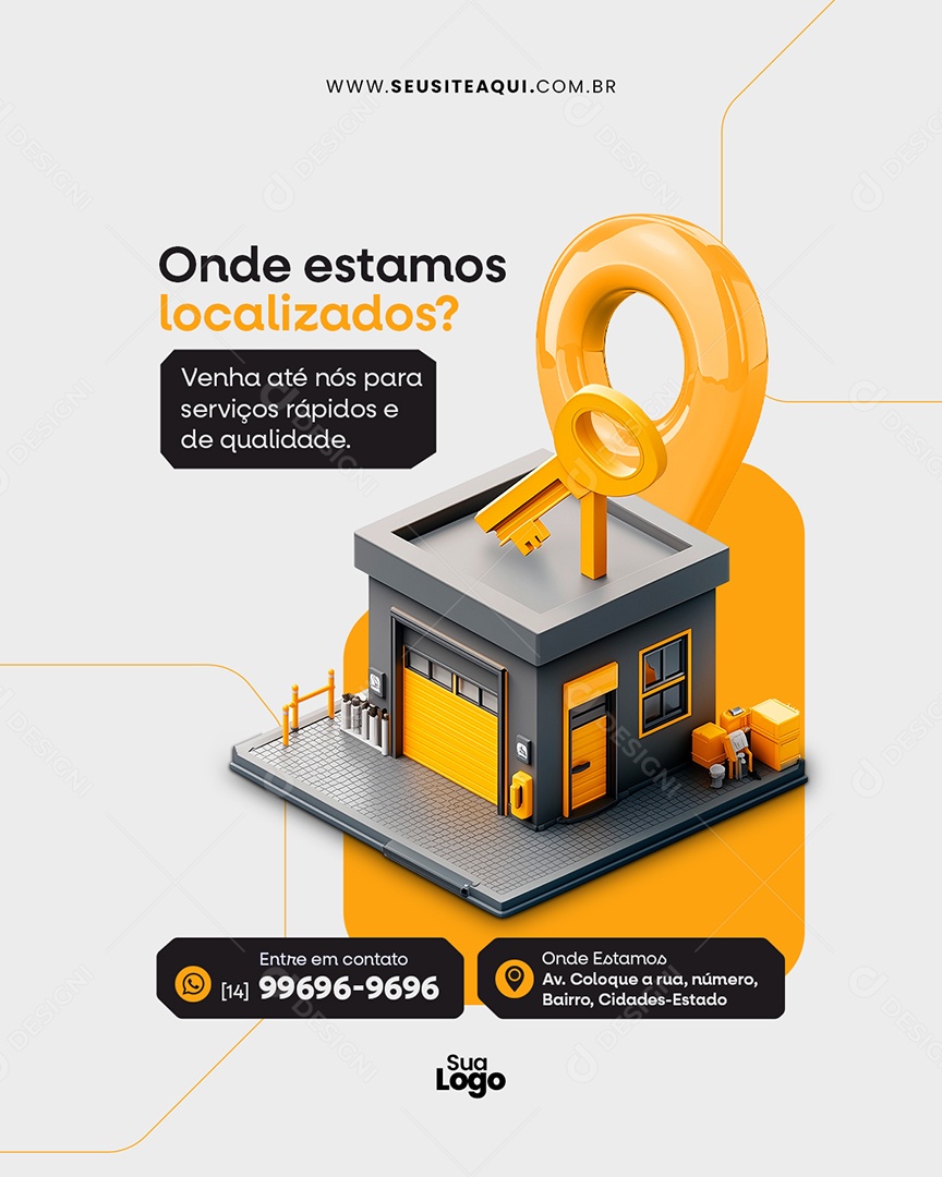 Flyer Chaveiro Onde Estamos Localizados? Social Media PSD Editável