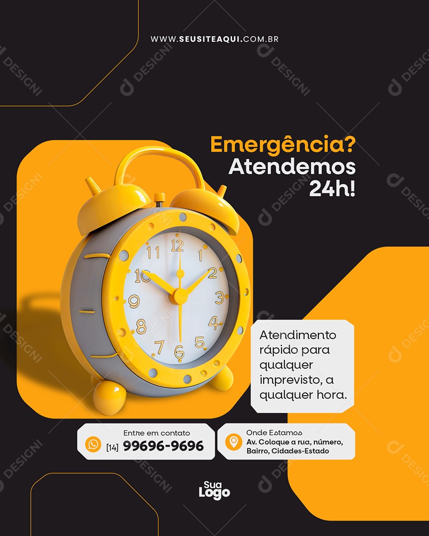 Flyer Chaveiro Emergências? Atendemos Social Media PSD Editável