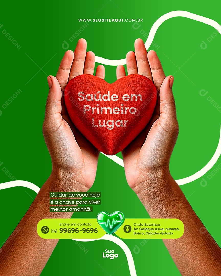 Flyer Clínica Médica Saúde Em Primeiro Lugar Social Media PSD Editável