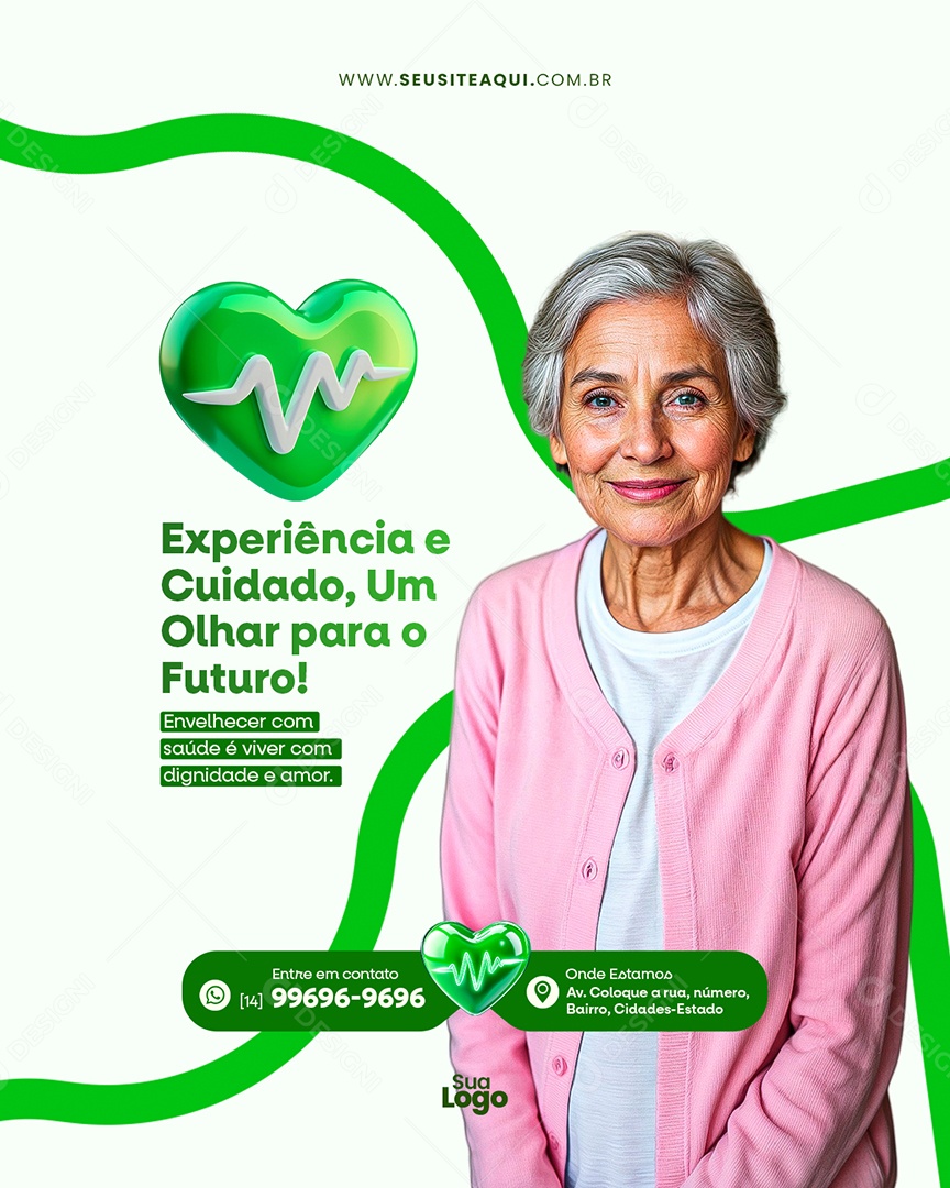 Flyer Clínica Médica Esperiência e Cuidado Social Media PSD Editável