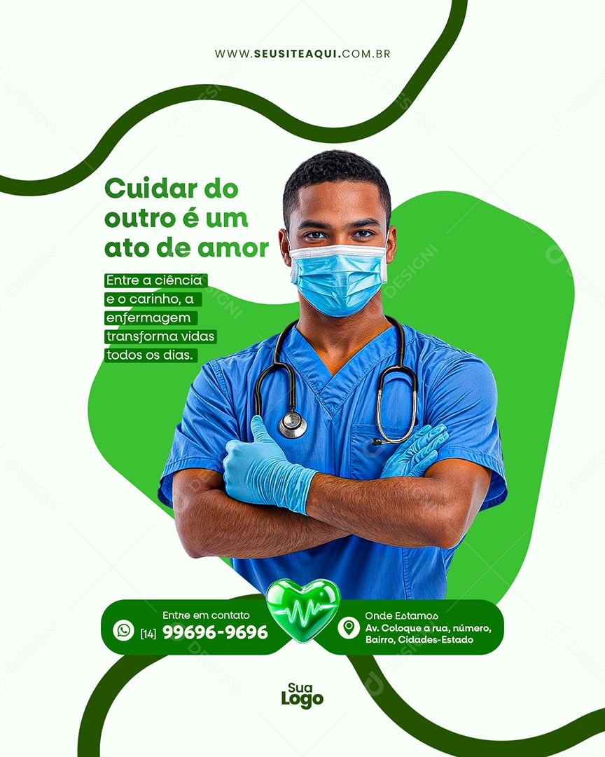 Flyer Clínica Médica Cuidar do Outro é um Ato de Amor Social Media PSD Editável