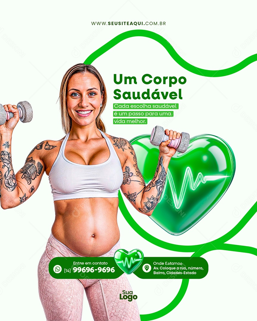 Flyer Clínica Médica Um Corpo Saudável Social Media PSD Editável