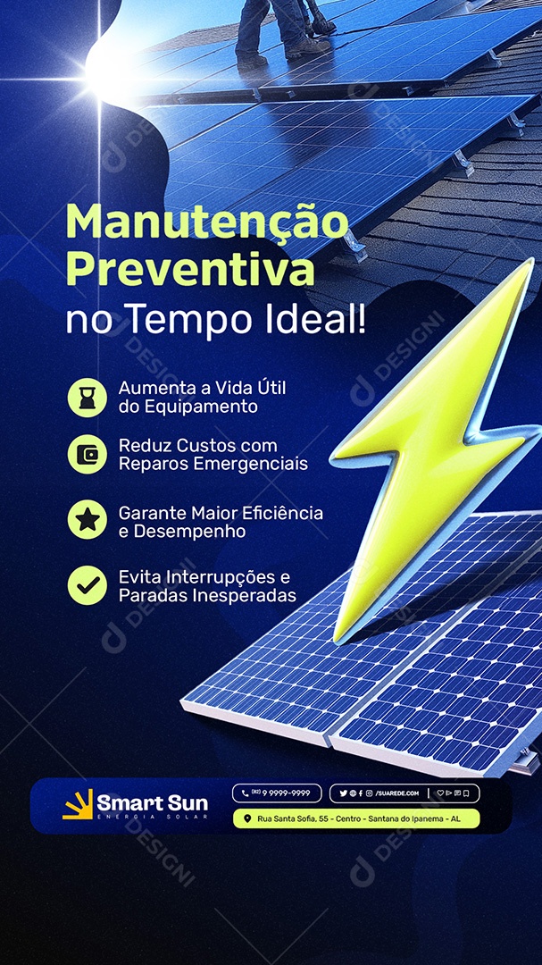 Story Energia Solar Manutenção Preventiva Social Media PSD Editável