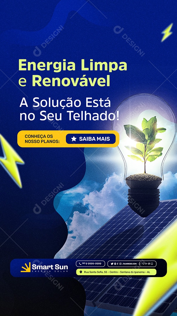 Story Energia Solar Energia Limpa e Renovável Social Media PSD Editável