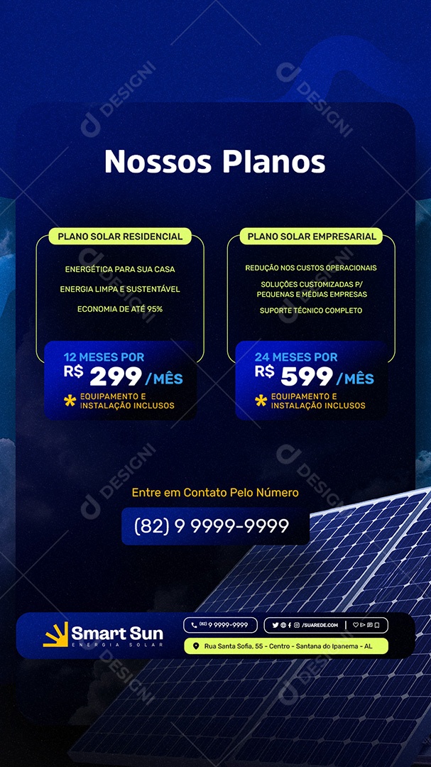 Story Energia Solar Nossos Planos Social Media PSD Editável