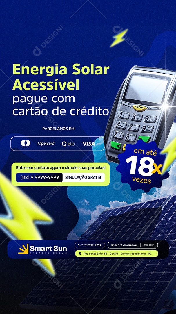Story Energia Solar Acessível Social Media PSD Editável