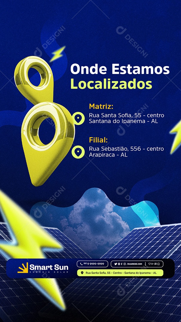 Story Energia Solar Onde Estamos Localizados Social Media PSD Editável