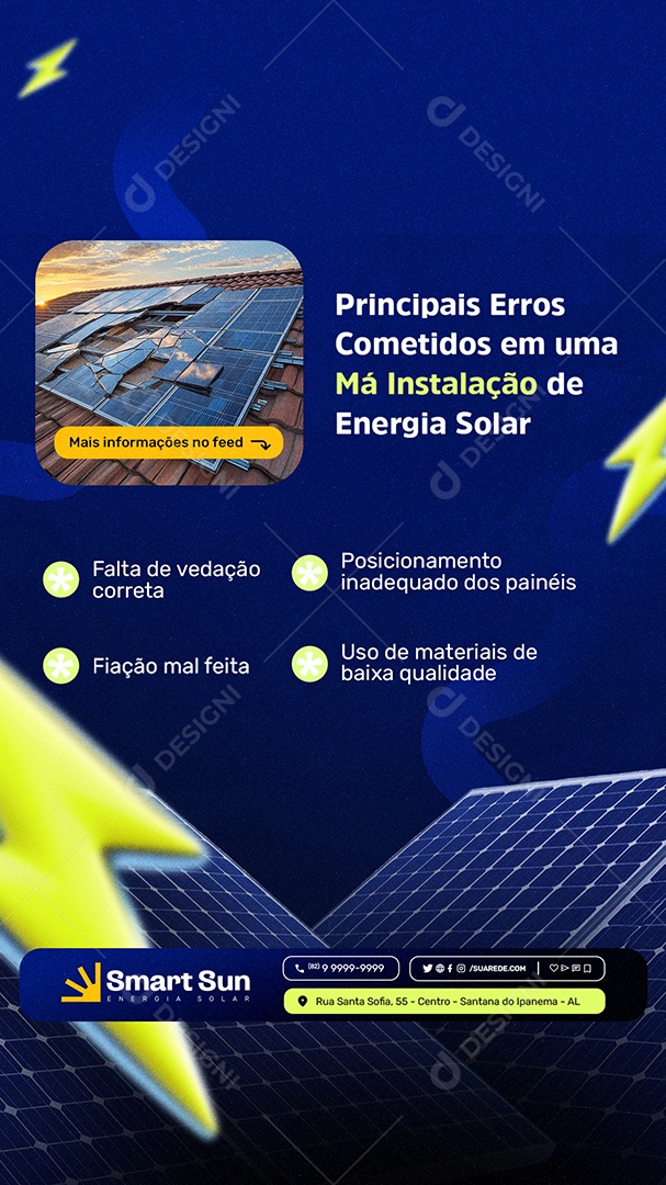 Story Energia Solar Principais Erros Social Media PSD Editável