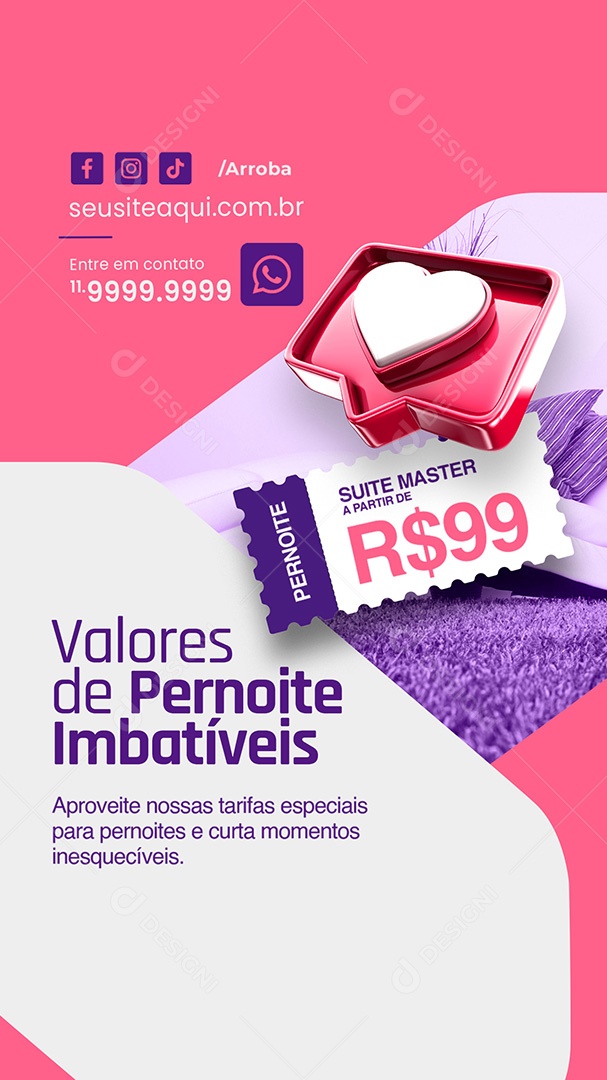 Story Motel Valores de Pernoite Imbatíveis Social Media PSD Editável