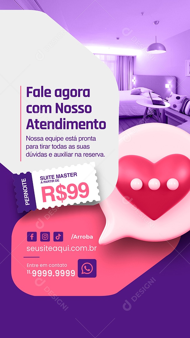 Story Motel Fale Agora com Nosso Atendimento Social Media PSD Editável