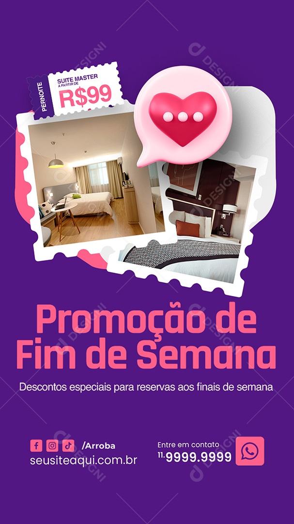 Story Motel Promoção de Fim de Semana Social Media PSD Editável